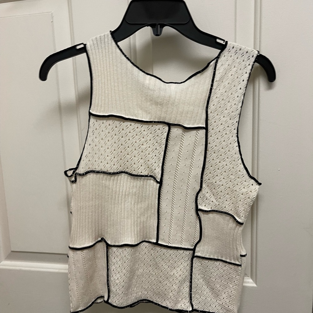 Gilded Intent Cream and Black Patchwork Tank Top … - image 7